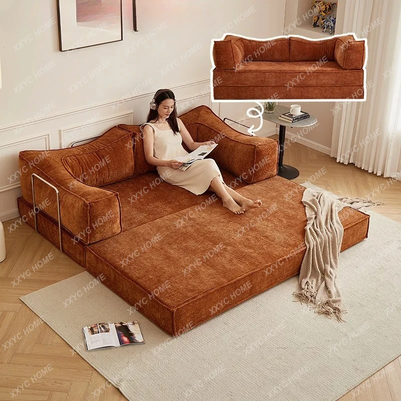 

LXLiving room small apartment single double compression sofa dismantling and washing integrated dual-purpose folding sofa bed