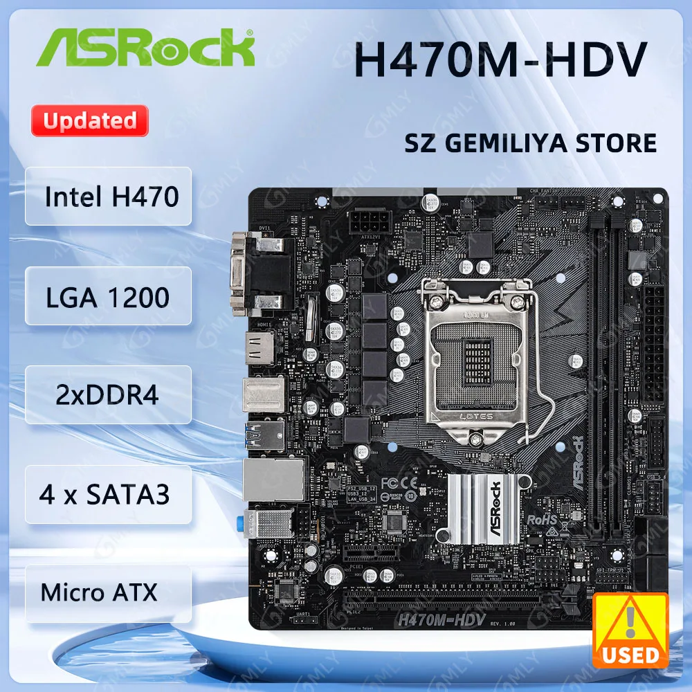 

ASROCK H470M-HDV Motherboard intel H470 LGA 1200 DDR4 64GB M.2 support 10400F 10900K 10100 10700 10105 cpu Micro ATX
