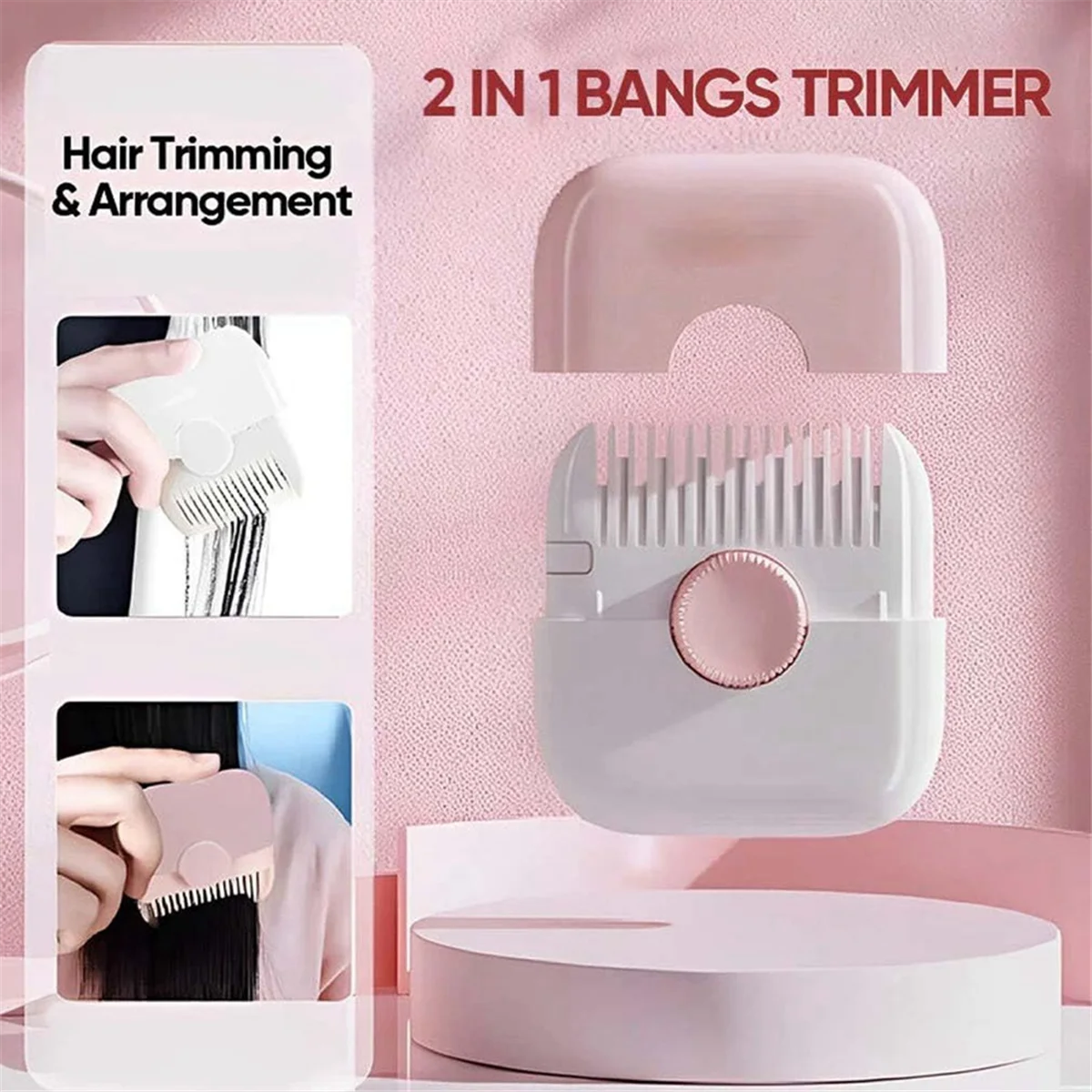 2-in-1 Hair Cutting Trimmer Barber Comb Bangs Hair Cutter Remover Home Mini Makeup Tools,Green