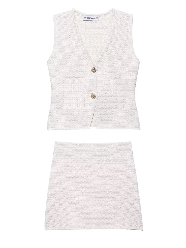 

2 PCS Skirt Suit Sweet Bow Strapless Sleeveless Slim Tops + Zipper Bodycon Skirts
