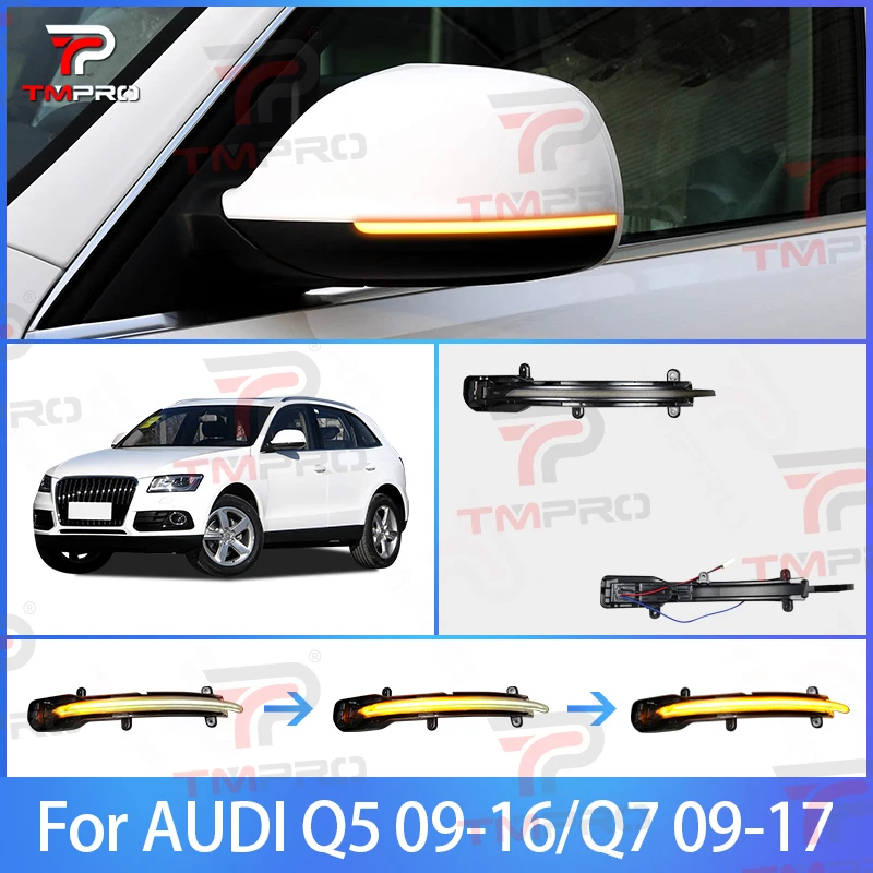 

Applicable for Audi Q5 09-16 Q7 09-17 LED dynamic turn signal flashing sequential side mirror indicator blue light
