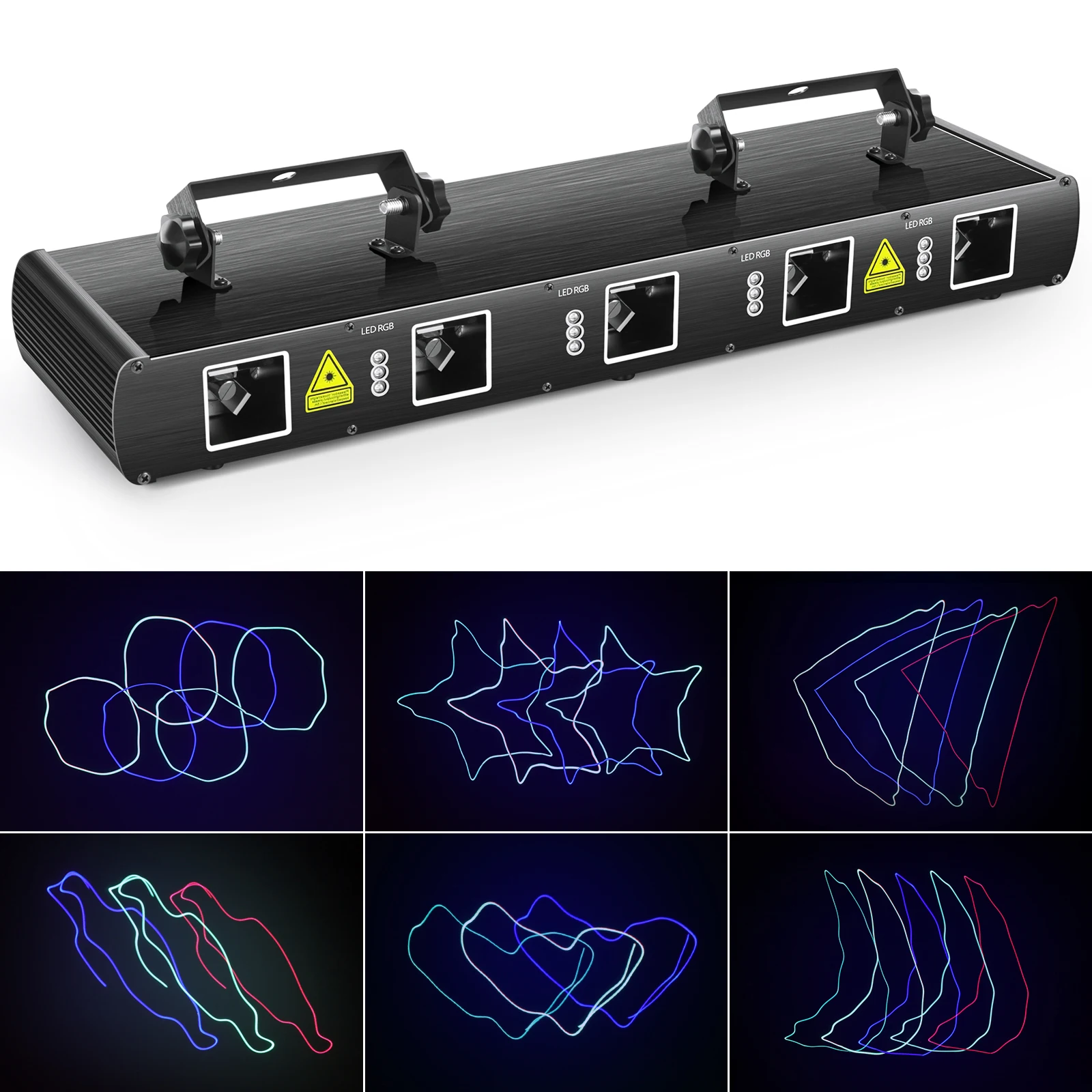 BOTAI RGBYC 미니 5 홀 레이저 및 LED RGB 무대 조명 라인, 리모컨 DMX 포함