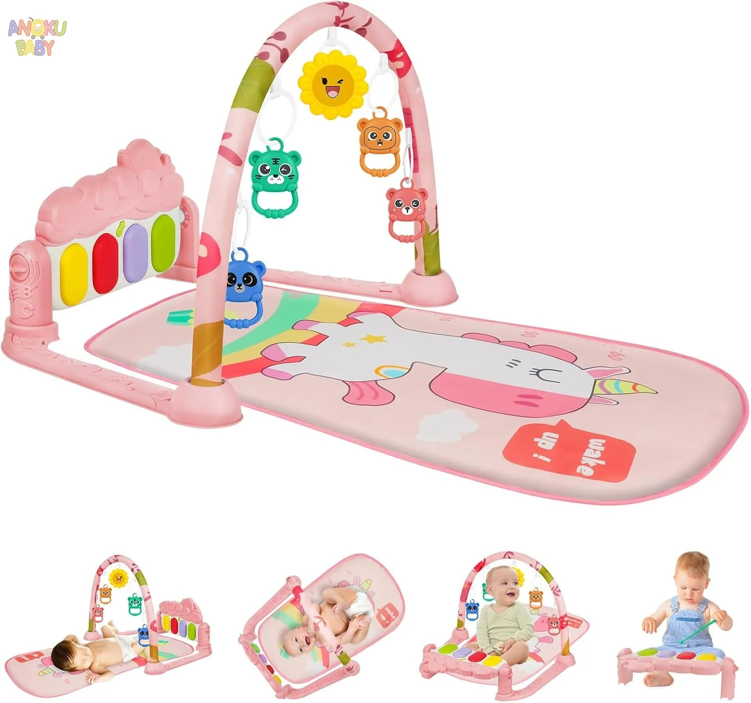 Musical Foot Piano Baby Bouncer Trampoline for Children Rocking Chair for Baby with Lights, Music, 2 Play Modes for Learning Fun