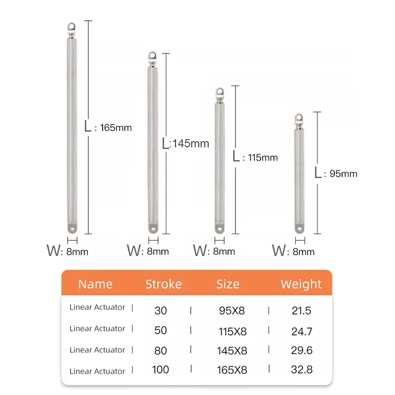 DC 6V Mini Electric Telescopic Push Rod With Limit Protection Large Thrust 10mm 20mm 30mm 50mm 80mm 100mm Stroke