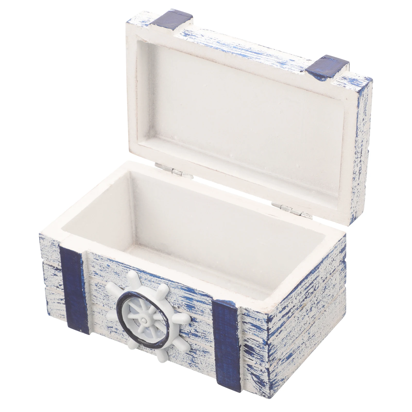 

Wooden Jewelry Box Mediterranean Style Mini Storage ganizer for Necklace Earrings Rings Home Decor Dustproof Trinket Case