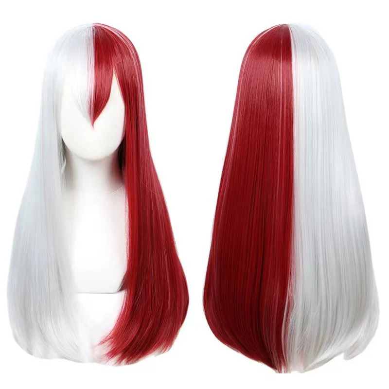 

1 piece of semi white and semi red anime, My Hero Academy cosplay, little hero, hot freeze hairstyle wig