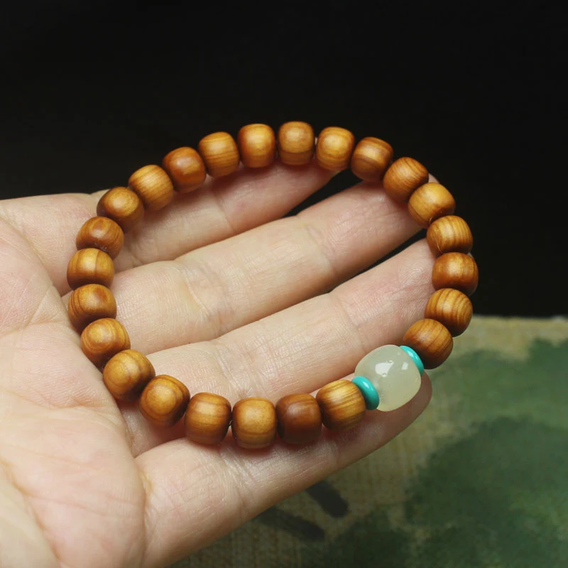 Bamboo wood high-oil content traditional 8mm Buddhist bead simple Chinese style unisex bracelet prayer beads jewe