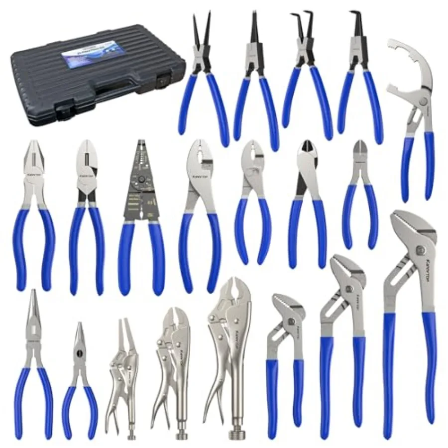

20-Piece Pliers Set Versatile Plier Tool Set w/Black Carry Box Great Ideal for Professional Workers Technicians Homeowners Hand