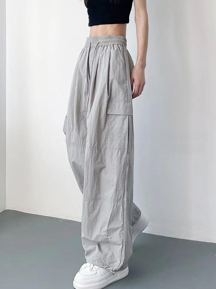 

Женские брюки с высокой талией, удлиненные, быстросохнущие, летние спортивные брюки свободного кроя, длиной в пол, рабочая одежда, полиэстер