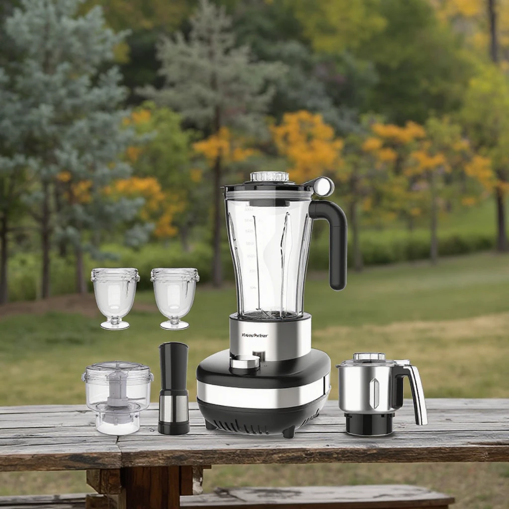 

kitchen accessoriesHappy Partner 6 in 1 Commercial Fruit Juicer and Smoothie Blender Multi-Purpose Machine Mixer Grinder Electri