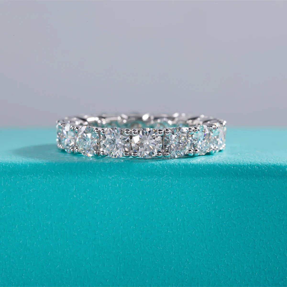 AnuJewel  4mm D Color Moissanite Eternity Band Ring 925 Sterling Silver Wedding Rings For Women Jewelry Wholesale