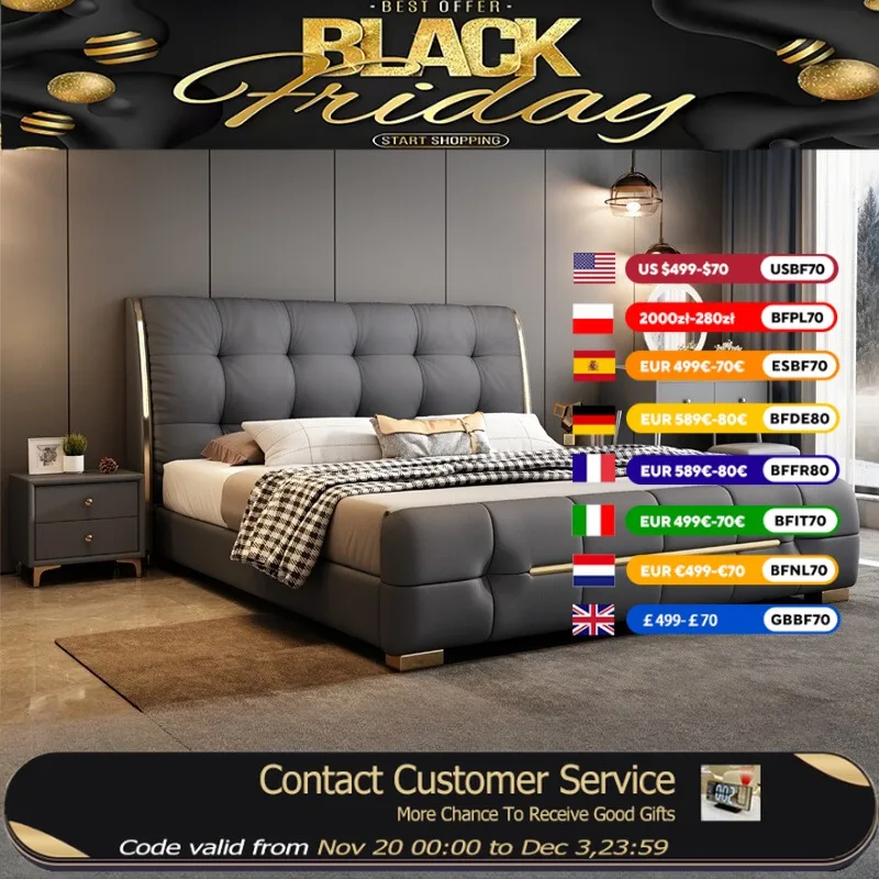 

Rustic Luxury Double Bed Mattress Sheets Leather High Modern Double Bed Frame Storage Cheap Cama Matrimonial Bedroom Furniture