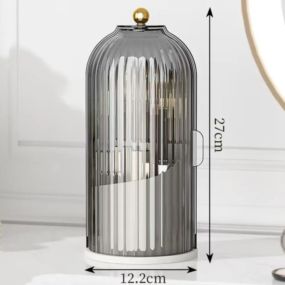 Rotatable Cosmetics Storage Box Transparent with Cover Compartment Makeup Brush Cylinder Multi-function Exquisite