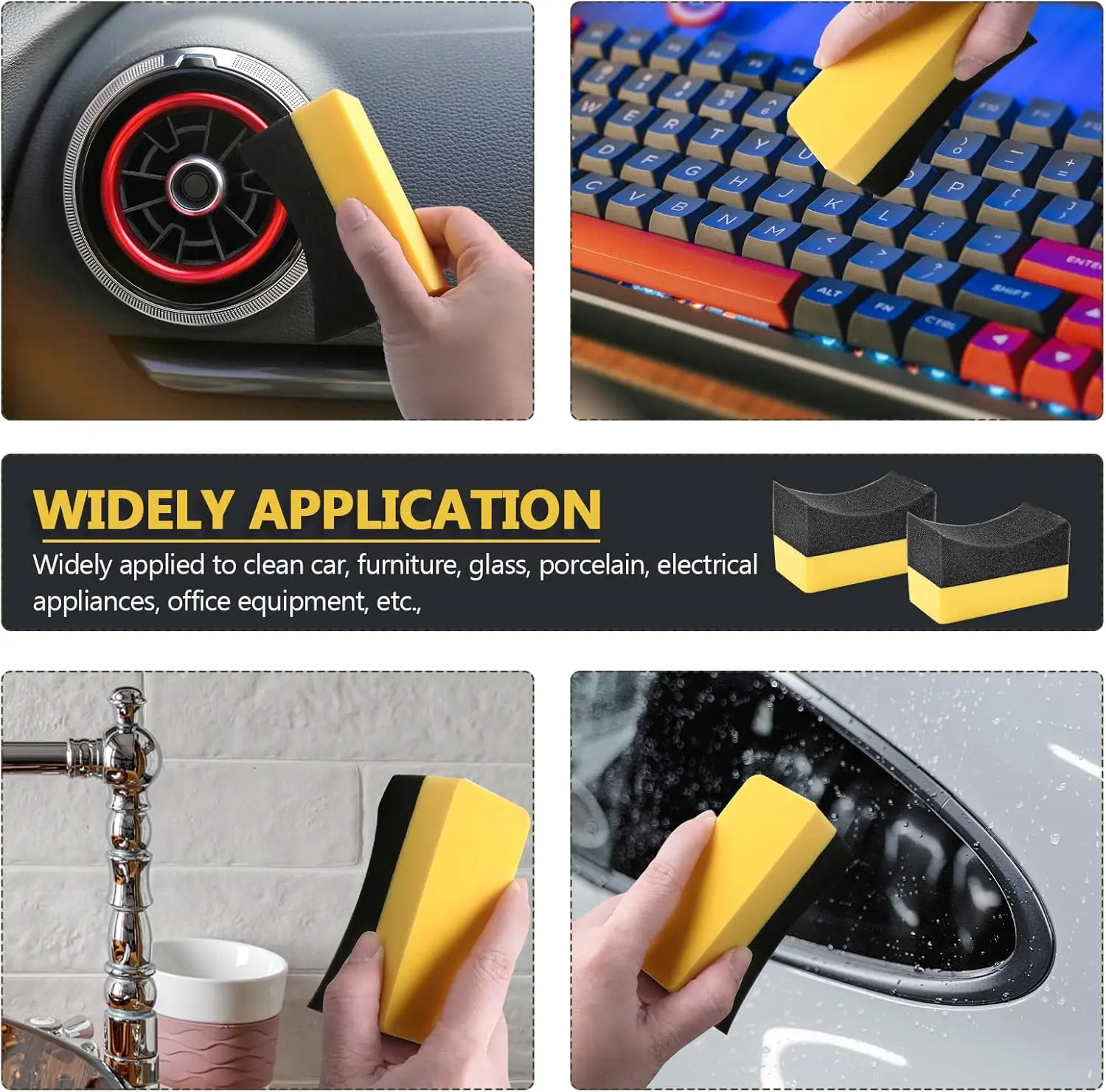 Auto Cleaning Sponge Brush Wax Applicator Pads Car Wax Applicator Buffing  Polishing Foam Pads Wax Polishing Tyre Brushes Tools view 2
