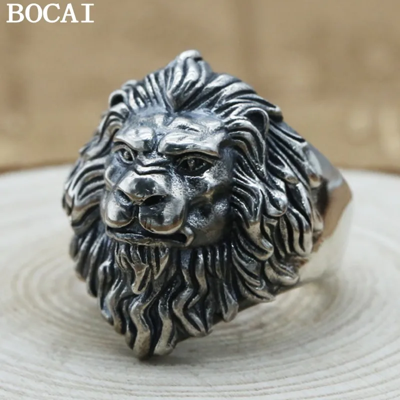

BOCAI Новое серебро S925, модное и властное кольцо с изображением льва, ретро преувеличенное ювелирное изделие в стиле рок-панк, аксессуары