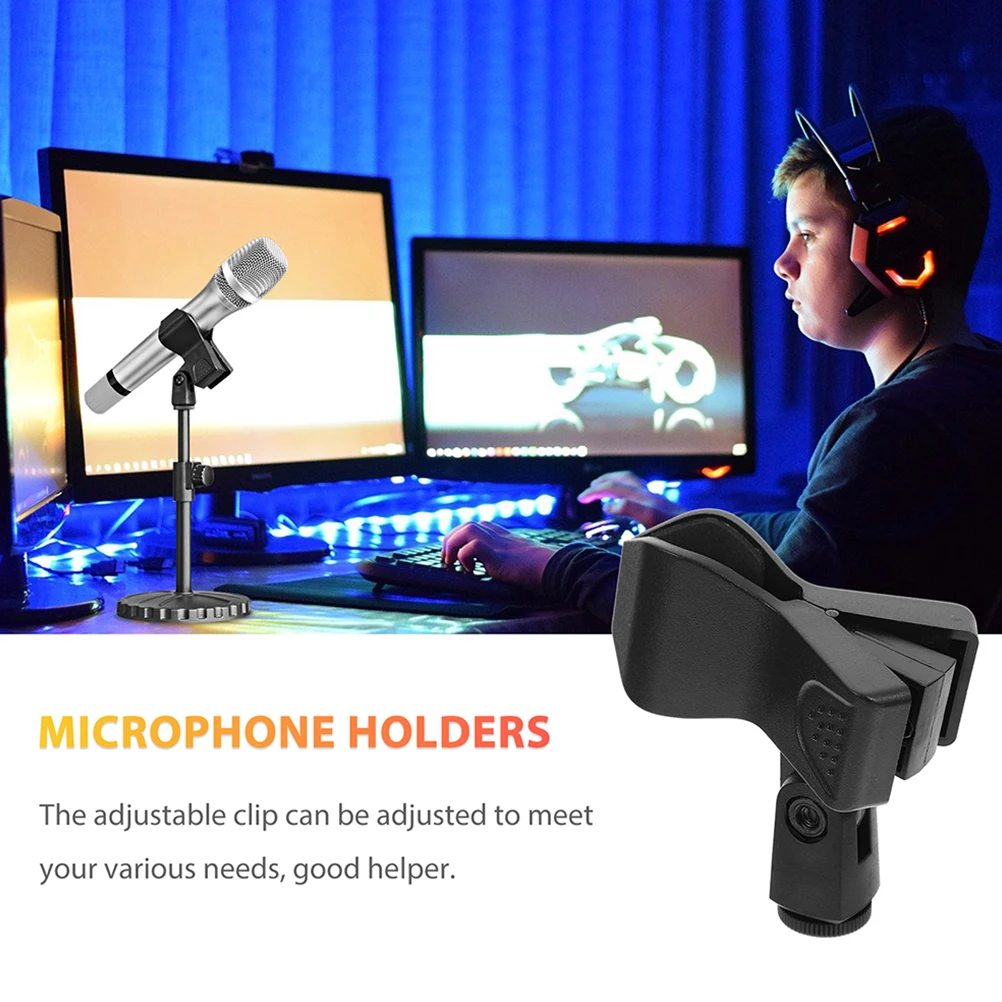 

2 Pcs Desktop Microphone Clip Portable Holder for Stand Plastic Adjustable Angle