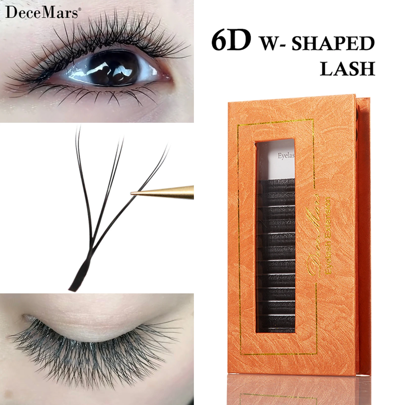 DeceMars 6D-W-förmige Wimpernverlängerung (12 Reihen/Tray)