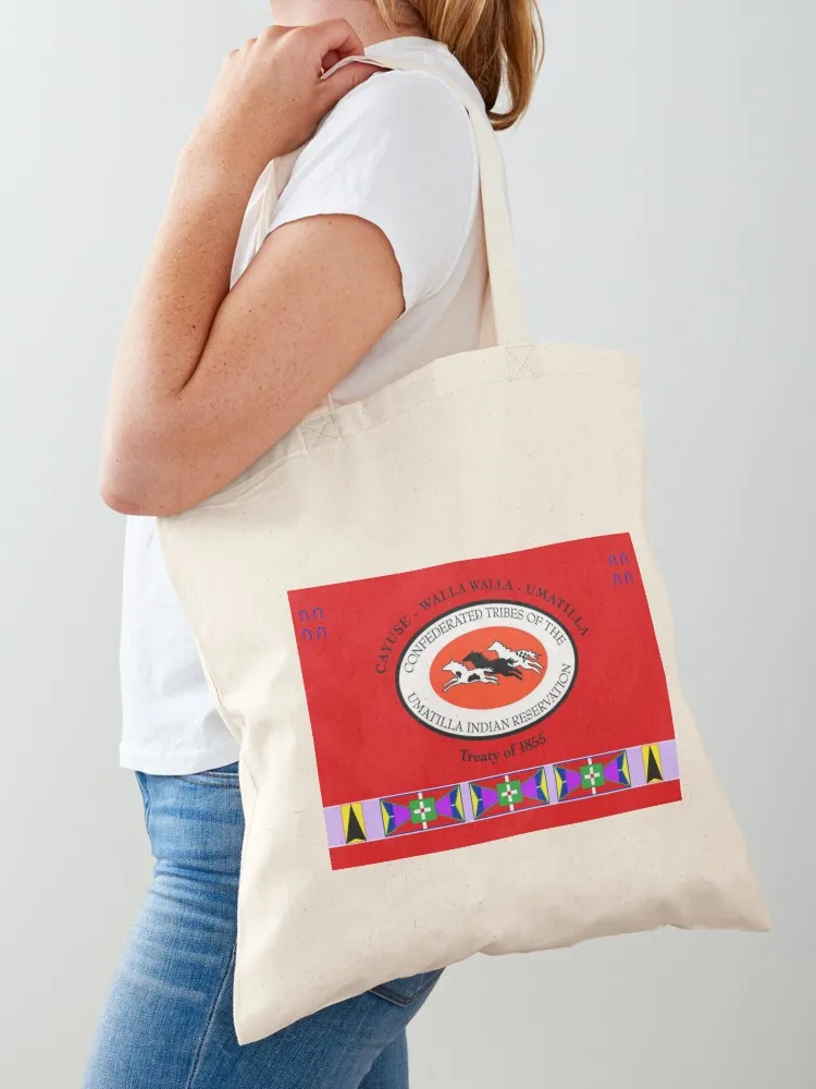 

Flag of Confederated Tribes of Umatilla Indian Reservation USA Tote Bag large size bags Big bag tote bags men