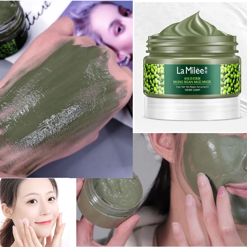 

120g Mung Bean Facial Mask Mud Moisturizing Cleansing and Acne-removing Mud Mask Removing Blackheads and Shrinking Pores