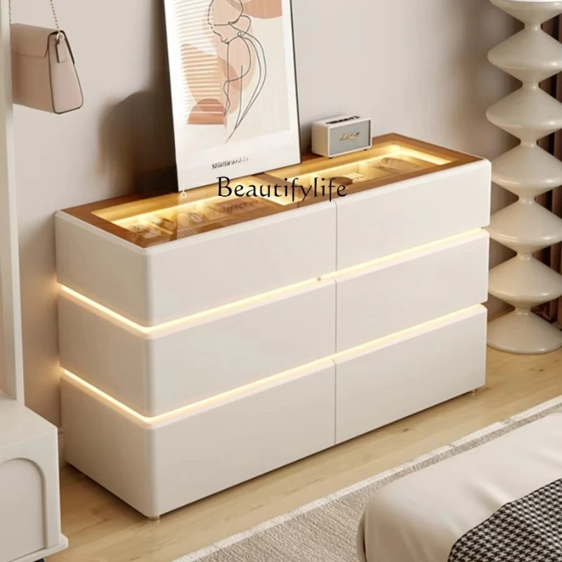 

Cream wind, bedside chest, bedroom, large capacity, six-bucket drawer storage cabinet, narrow and ultra-thin 30cm