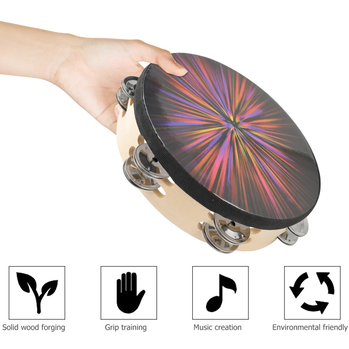 

Hand Tambourine Musical Instruments Percussion Panderos Jingles Drum Develop Laser Inch