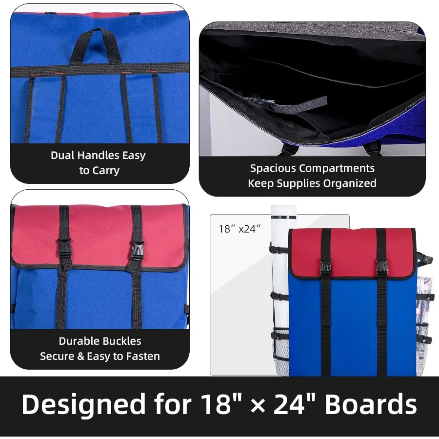 กระเป๋าใส่ผลงานศิลปะ JJRING สำหรับศิลปิน: กระเป๋าเดินทางอเนกประสงค์พร้อมช่องป้องกันสำหรับใส่โปสเตอร์