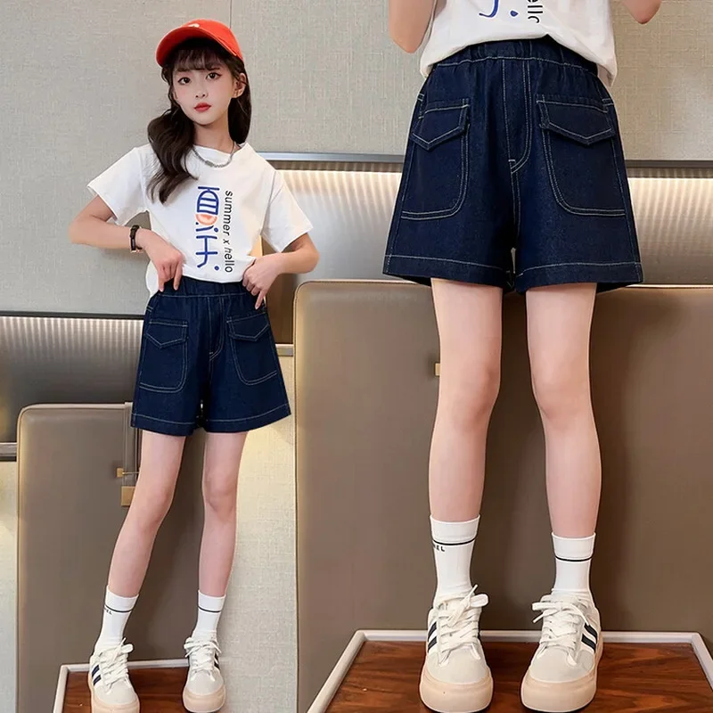 

Teenage Pants Summer Kid Denim Shorts for Girls Fashion Shorts Princess Children Pants Girls Short Pocket Jeans Girls Clothes