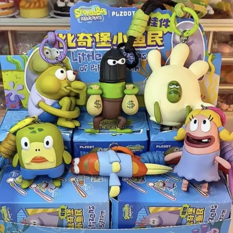SpongeBob Schwammkopf Bikini Bottom Little Citizens Blind Box Actionfigur Rucksackanhänger Schlüsselanhänger für Anime-Fans Sammlung