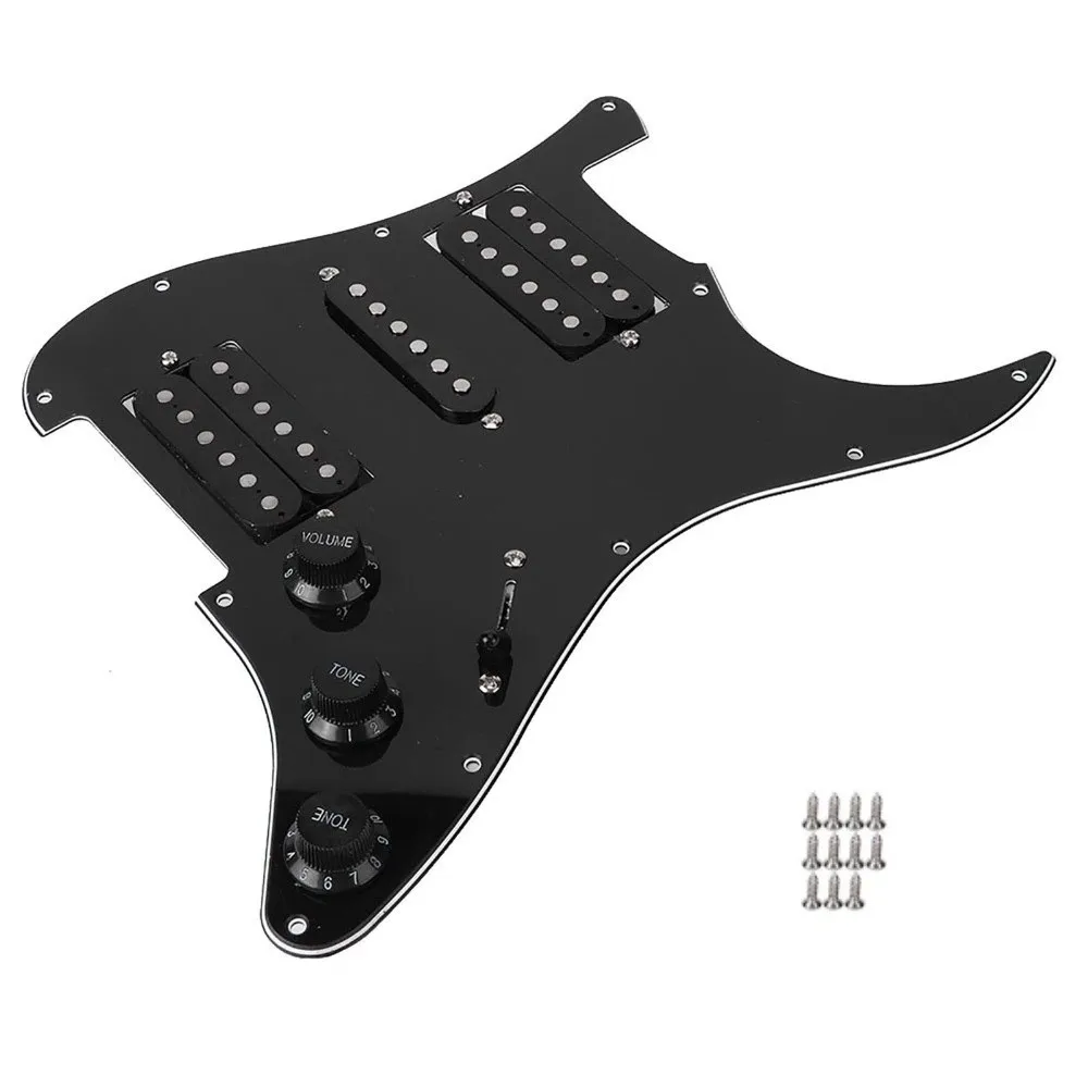 Pickguard HSH precableado para guitarra eléctrica – Negro 11 orificios - imagen 3