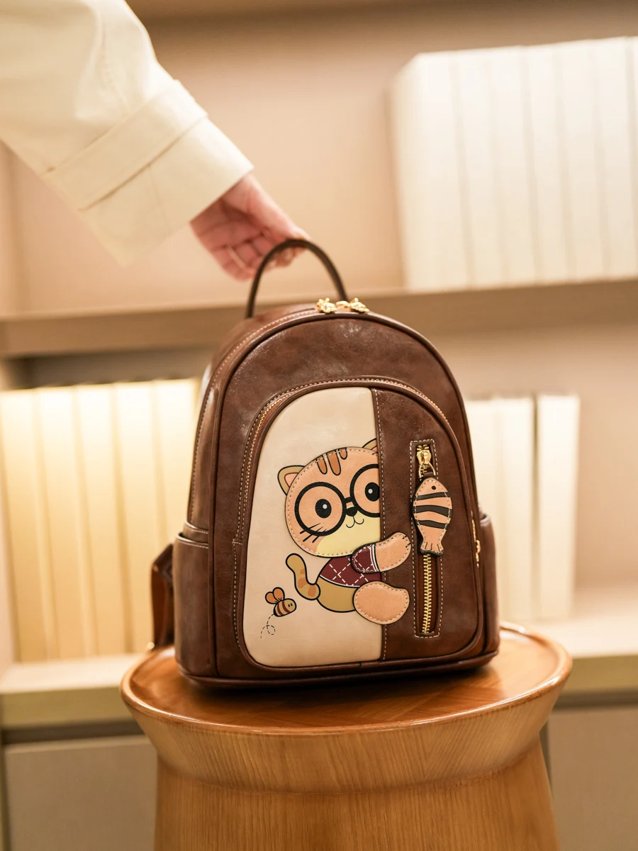 

Женская модная сумка через плечо с милым мультяшным рисунком, большая емкость Capaci, дорожная сумка из нейлонового материала, застежка-молния, 2025 г., новинка ...