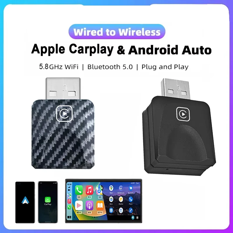 

Wireless CarPlay Adapter 2in1 Smart Box for Apple iOS and Android Auto Plug and Play For Volkswagen Toyota Peugeot Volvo Kia