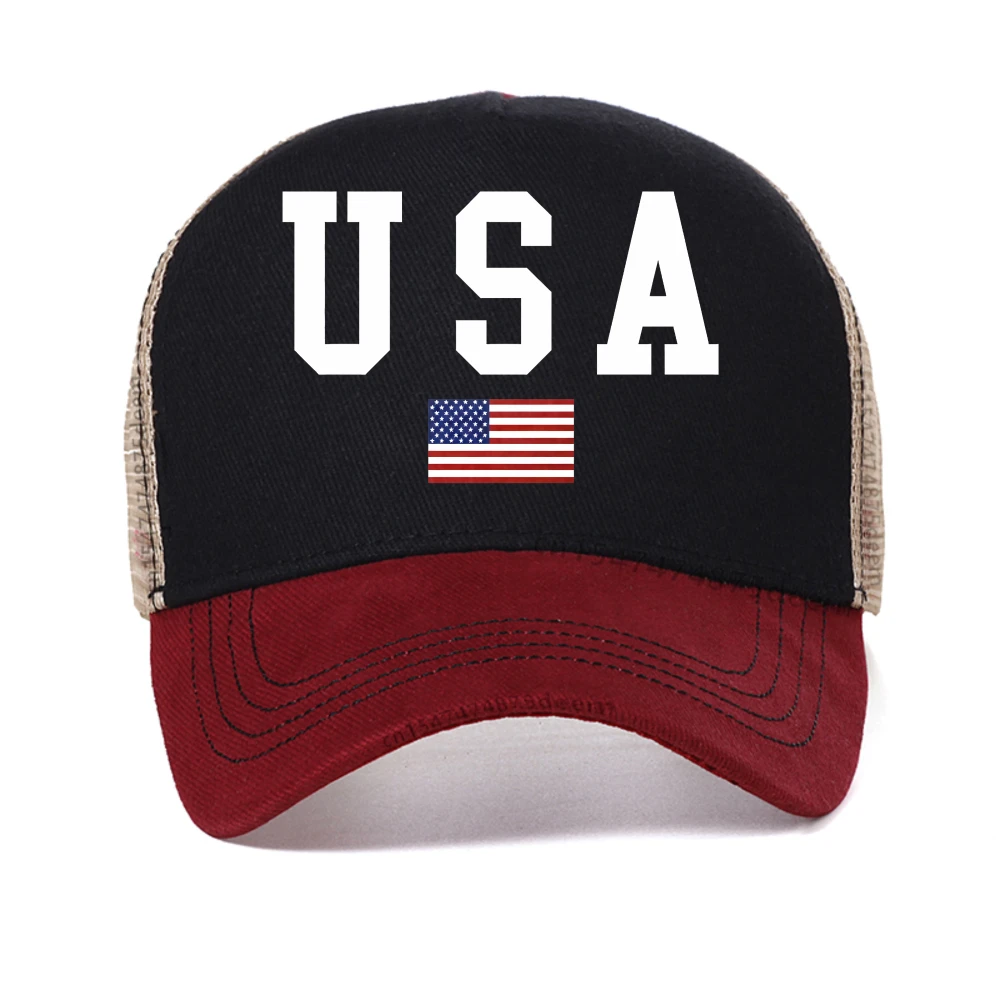 

Women Breathable Baseball Cap Summer Men USA Letter Flag Outdoor Visor Casual Caps Adjustable Snapback Hat mesh trucker hats
