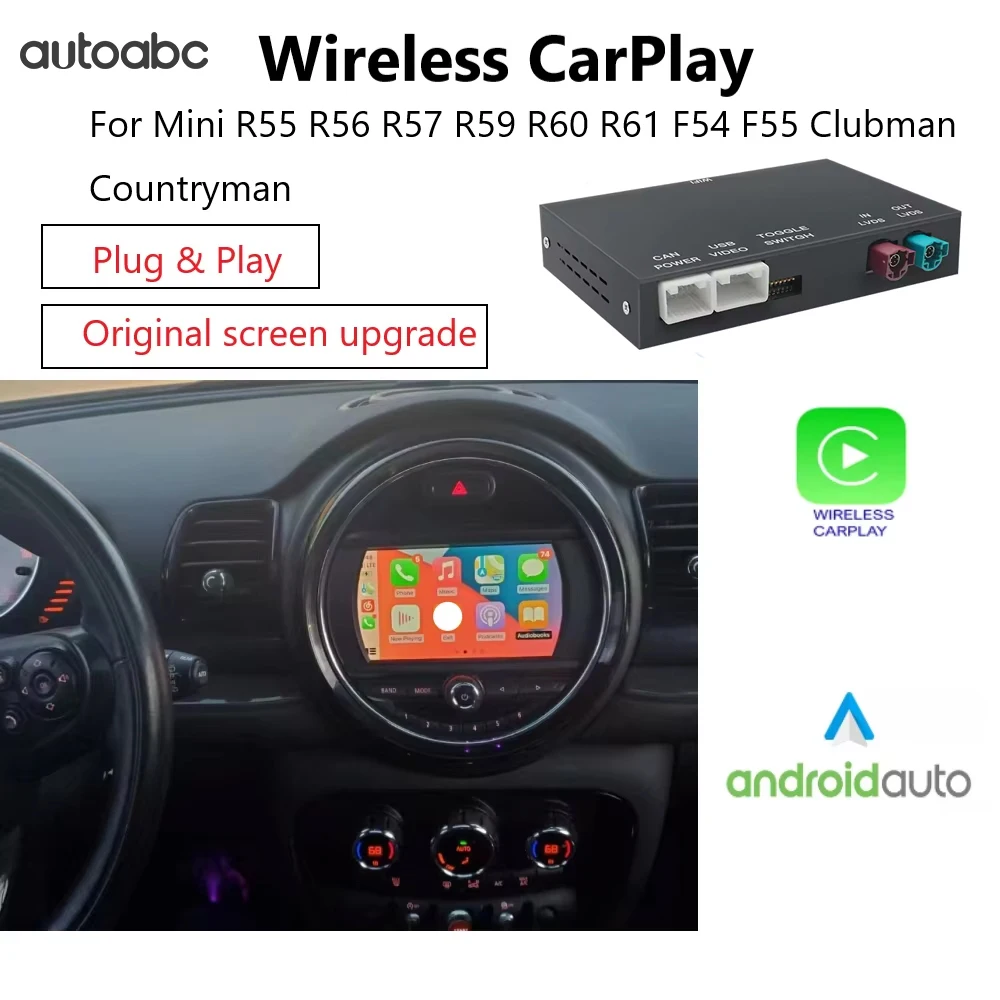 Drahtloser CarPlay Android Auto-Adapter für BMW Mini R55 R56 R57 R58 R59 R60 R61 F54 F55 Clubman Countryman Hardtop John Cooper