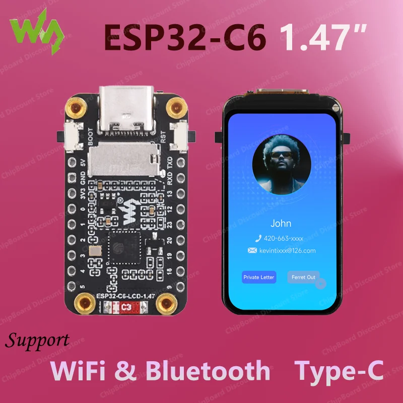 

Waveshare ESP32-C6 1.47inch Display Dev Board 172×320 Supports WiFi 6 & Bluetooth ESP32 1.47 inch Touch Display Type for arduino