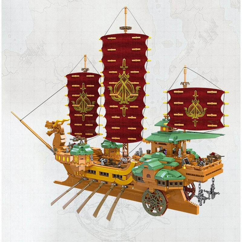 

2023 New Creativity 1396pcs Pirate Ship Building Blocks Model MOC Warship Bricks Children's Toys Birthday Gift Set