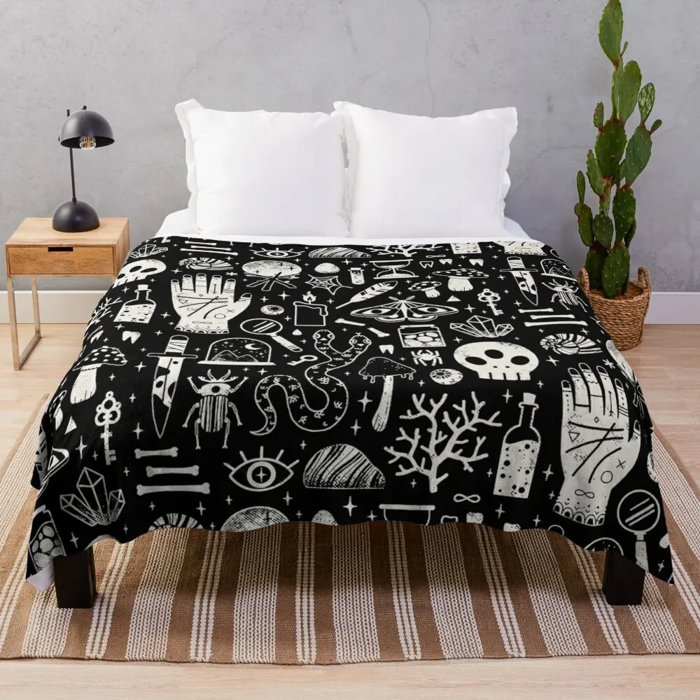 Curiosities: Bone Black Throw Blanket Single Loose Blankets