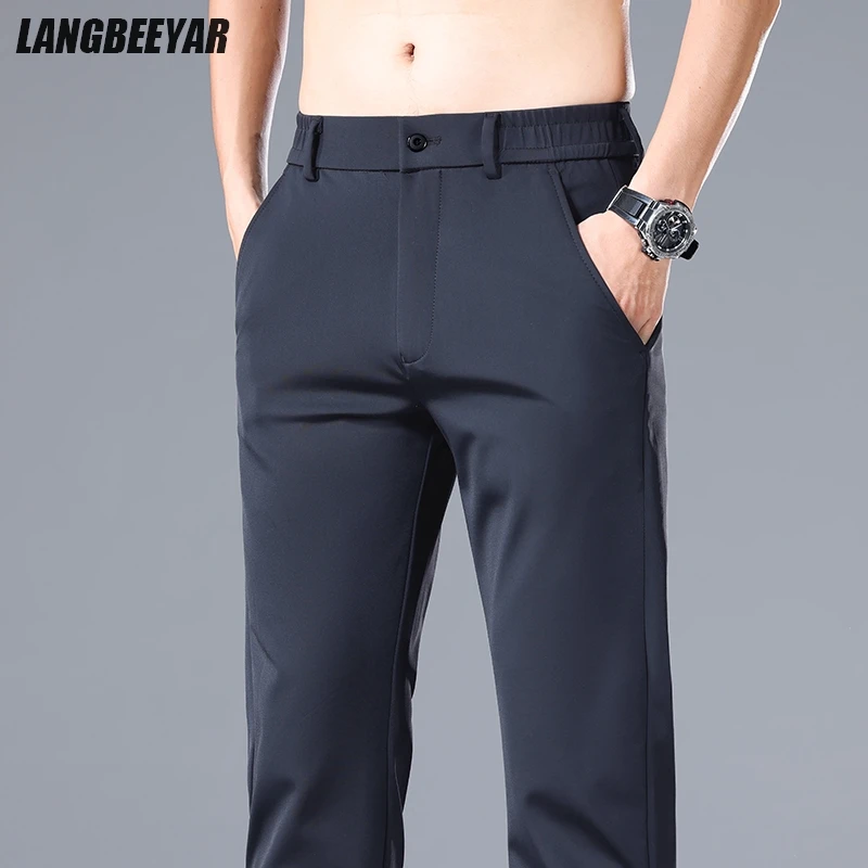 

Top Quality Wrinkle Free New Brand Casual Fashion Straight Korean Long Pants Hight Stretch Business Trousers Men Clothes
