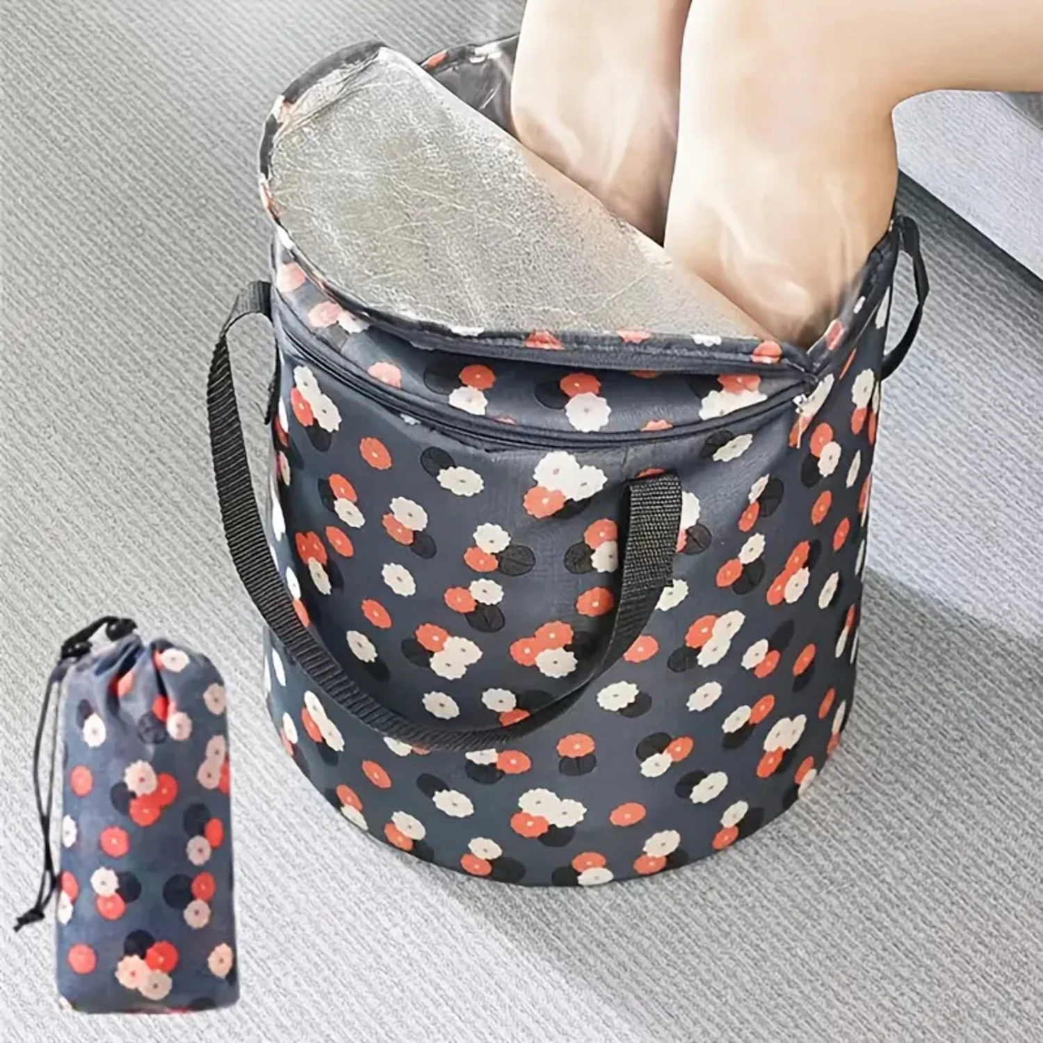 

Convenient, Large, Portable, and Insulated Foldable Foot Bucket with Protective Cover - Ideal for Traveling. Includes Foldable F