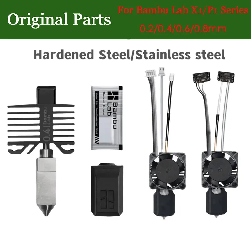 Original Hotend For Bambu Lab X1 X1C P1P P1S Hard Steel Nozzles Bamboo Bambulabs Combo Thermistor cooling fan