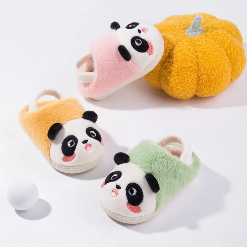 

Kids Causal Panda Slippers Winter Warm Children's Shoes Non-slip Cute Boys Girls Home Cotton Slippers Soft Bottom Fluffy Flats