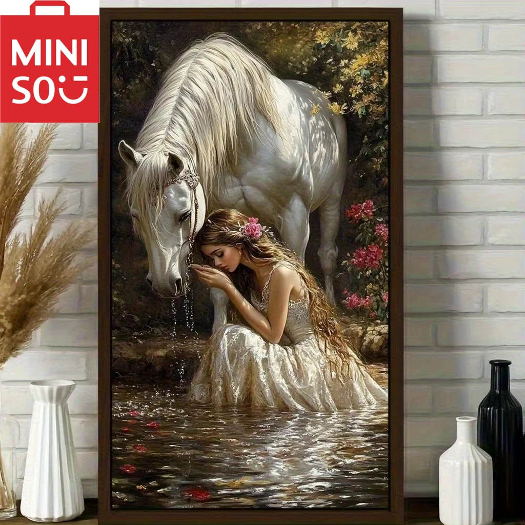 

5D алмазная мозаика живописная белая лошадь и красота девушка полная круглая/квадратная DIY алмазная живопись Дейзи полный комплект украшение дома