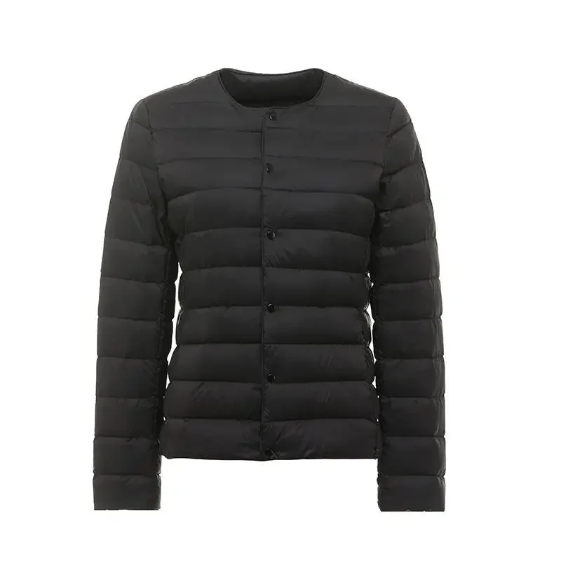 Women Spring Jacket 2023 New Arrival Korean Slim Fit Warm Liner Down Coat Ultralight Collarless Female 90% White Duck Down Parka