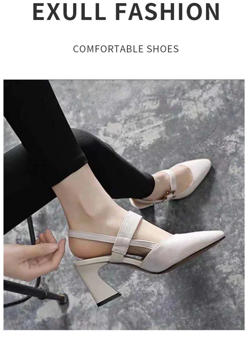 Fashion Sandals Women Office Career Strange High Heels Women Shoes Pointed Toe Circle Buckle Strap Summer Sandals Plus Size