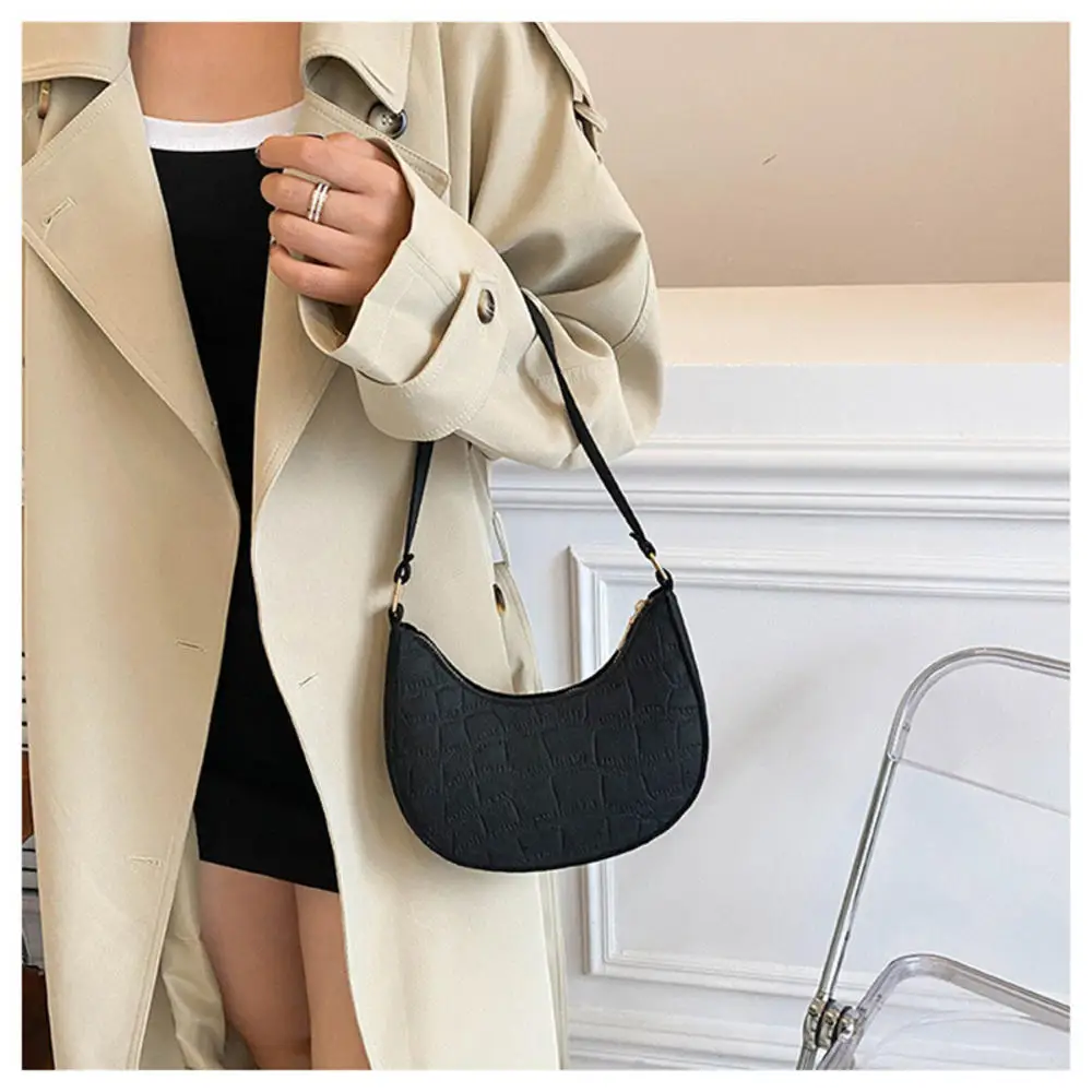 Fashion Shoulder Underarm Bags Pu Leather Solid Color Casual Handbags Female Pouch Female Retro Tote Bag Crossbody Bag 2024