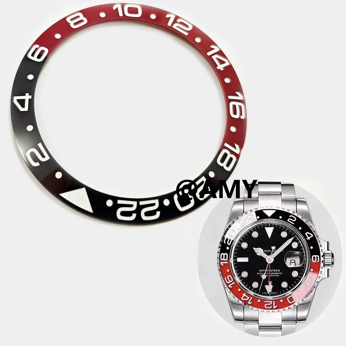 The watch accessory is compatible with the GMT 116710/126710 black and red ceramic watch bezel
