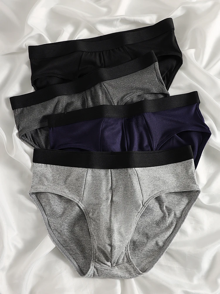

4PCS Casual daily men's briefs, solid color, simple, comfortable and breathable men's briefs