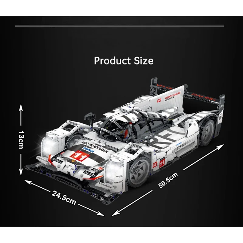 Moke 022012 White  919 Racing MOC 1:10 Model building blocks Table Top Decoration Holiday gift DIY children's toys 1722PCS