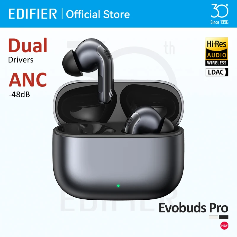 Edifier Evobuds Pro トゥルーワイヤレスノイズキャンセリングイヤホン Bluetooth V6.0 LDAC ハイレゾオーディオ ハイブリッド ANC AI 音声翻訳 IP54