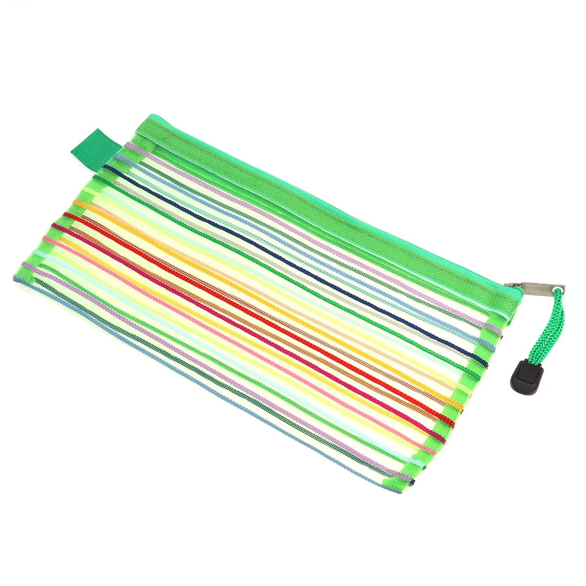

12pcs Mesh Pencil Case Storage Bag Zipper Colorful Stripe Pouch Nylon Lightweight Travel School Folder Organizer