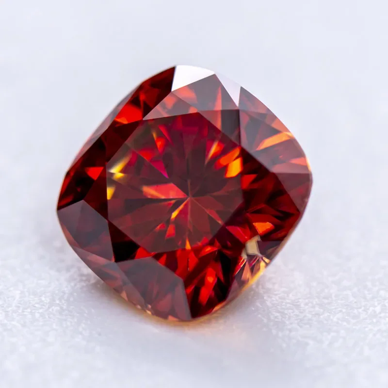 Moissanite Gemstone Cushion Cut Garnet Color Lab Grow Diamond For Advanced Jewelry Rings Earrings Making With GRA Certificate